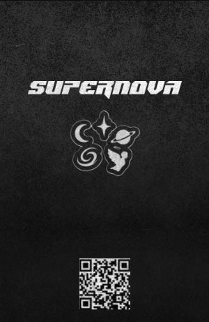 Black background with 'Supernova' logo and QR code
